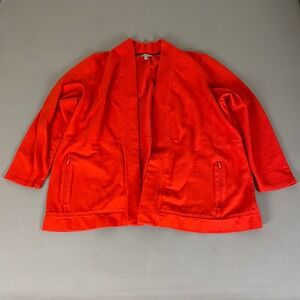 Talbots ‎ Cardigan Sweater Women's 2X Orange Cotton Open Front Shawl Collar